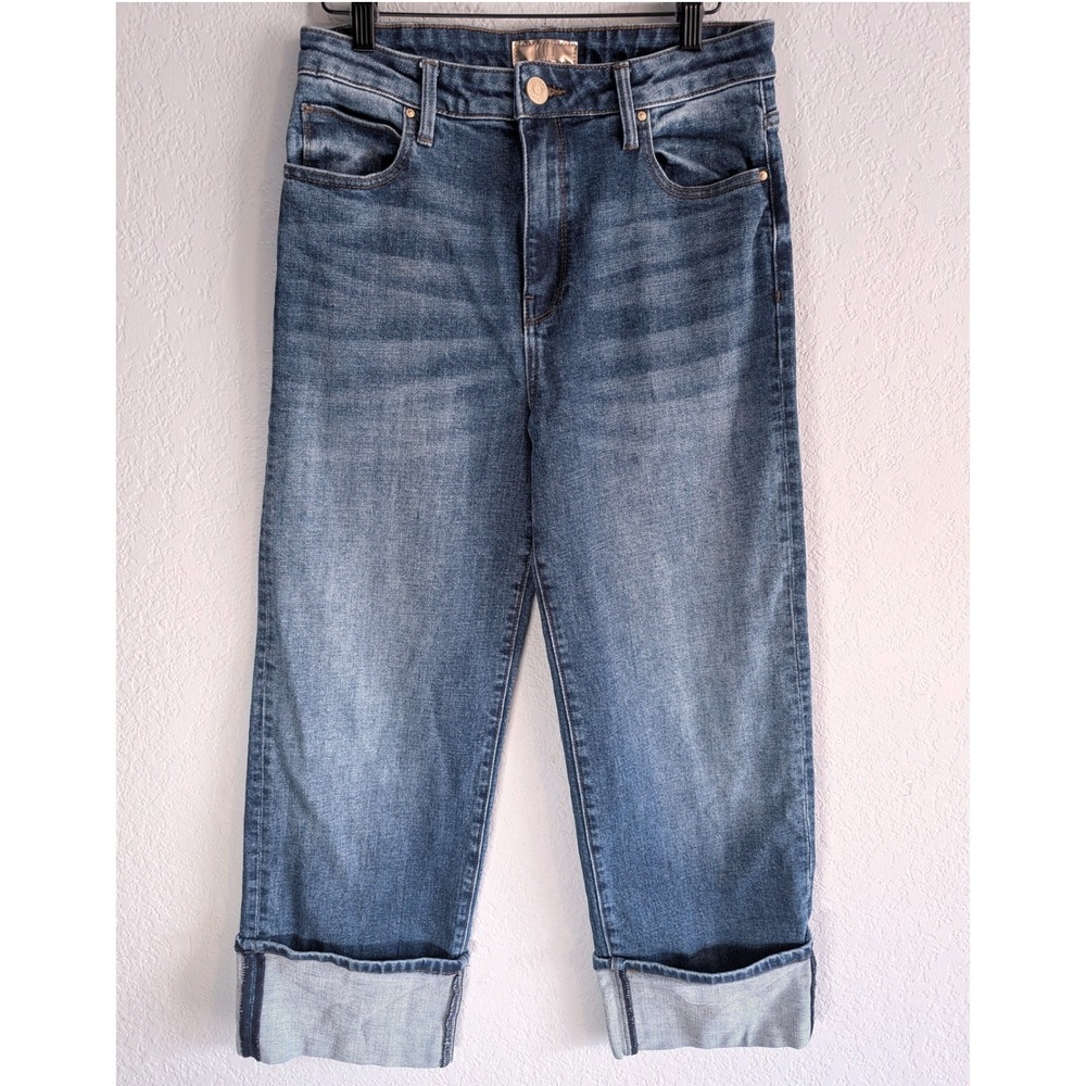 Kut from the Kloth Sienna High Rise Wide Leg Cuffed Jeans Blue Denim Size 2